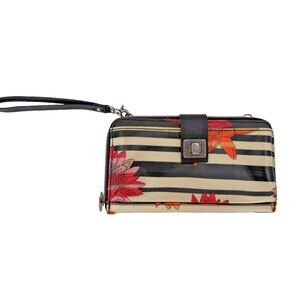 Sakroots Smartphone Wristlet/Wallet Floral Stripe  8.5" x  5" x 1"  Excellent C